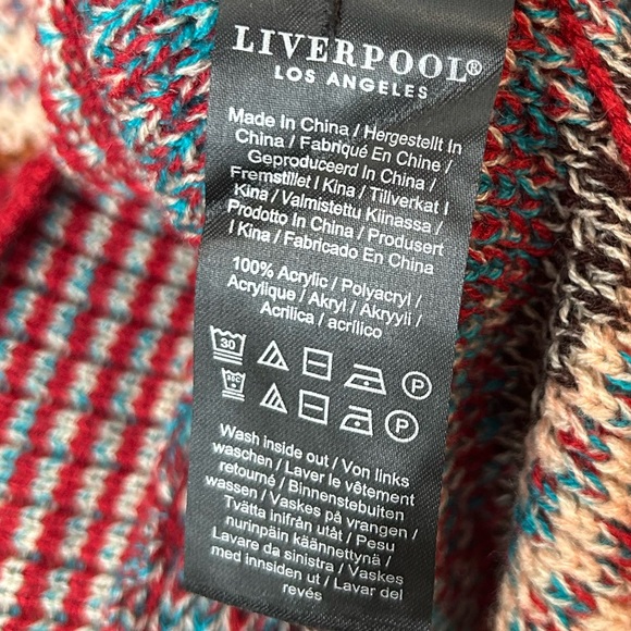 LIVERPOOL Red Striped Raglan Sleeve Sweater with Rounded Hem - Picture 8 of 8